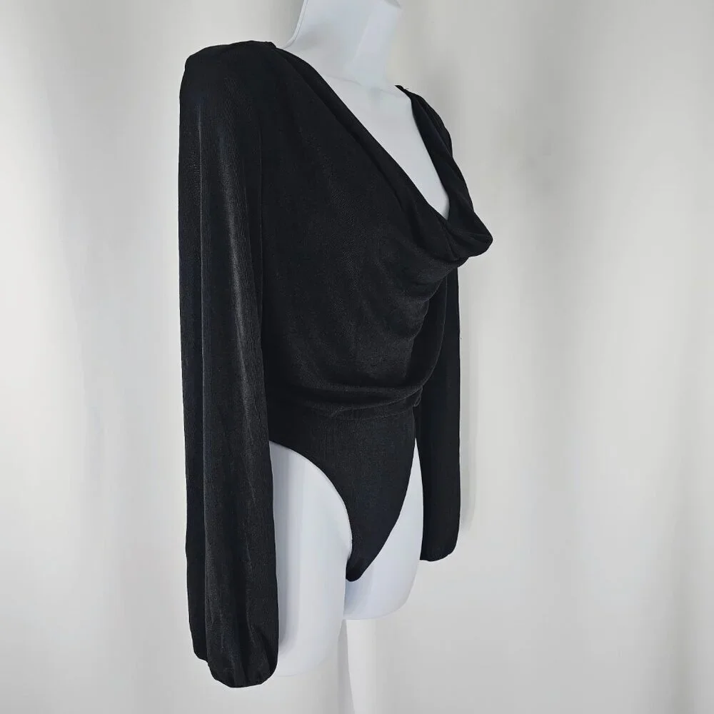 Band Of The Free Black Cowl Neck Long Sleeve Body Suit Women's Size Small NWT - Picture 5 of 14